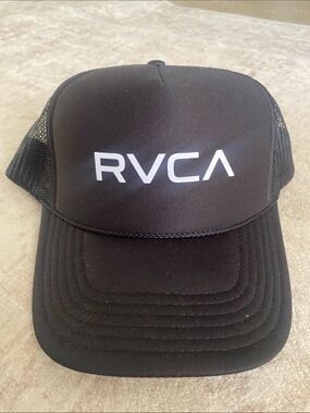 RVCA Black Foam Trucker Hat with White Logo